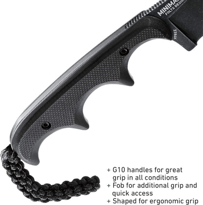 CRKT Minimalist Bowie Outdoor Survival Fixed Blade Knife with Sheath: Stainless Steel Plain Edge Blade, Micarta Handle, 2387