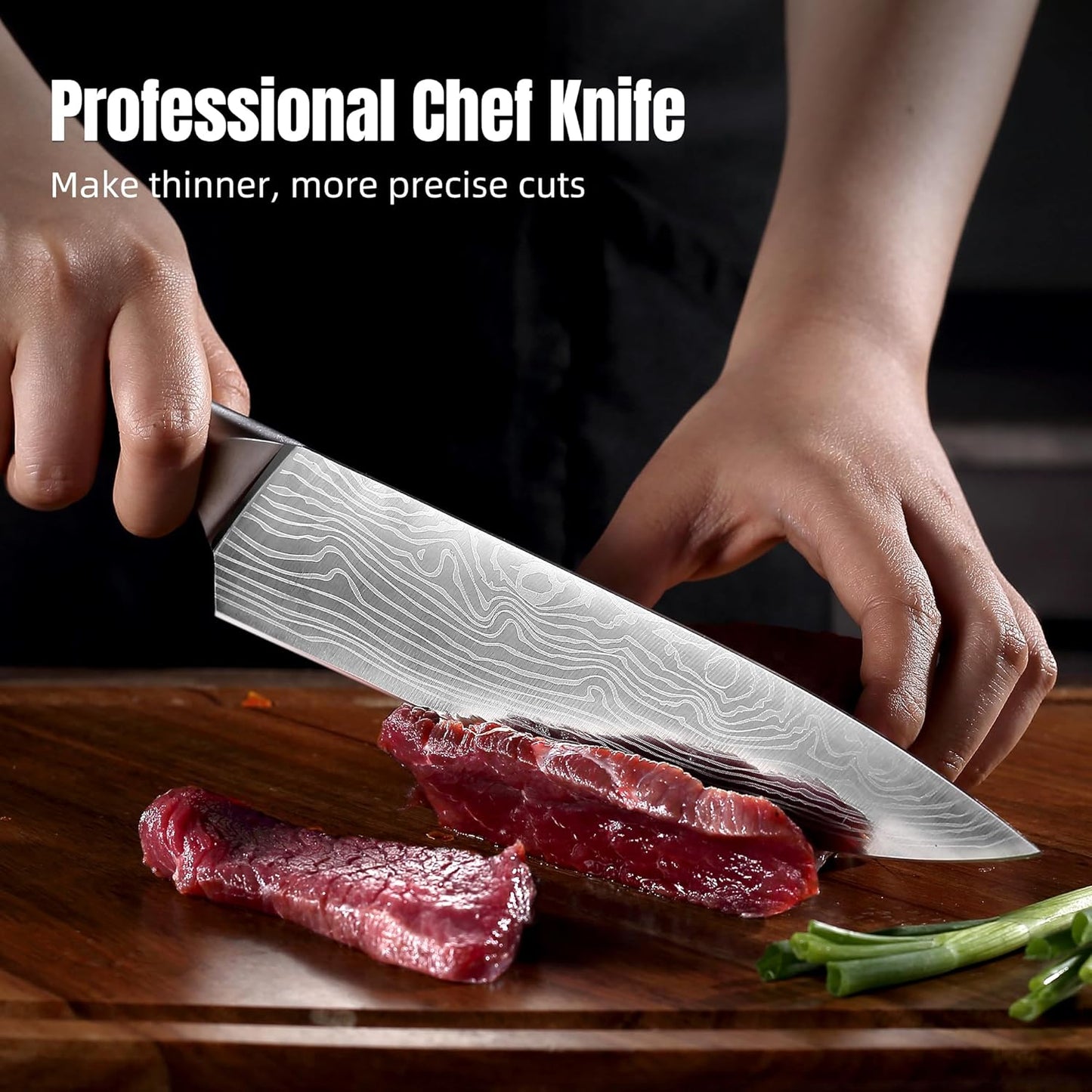 YOTSUBA 3 PCS Japanese Kitchen Knife Set, Razor Sharp High Carbon Stainless Steel Chef Knives with Ergonomic Natural Rosewood Handle, Premium Gift Box for Home & Restaurant Use
