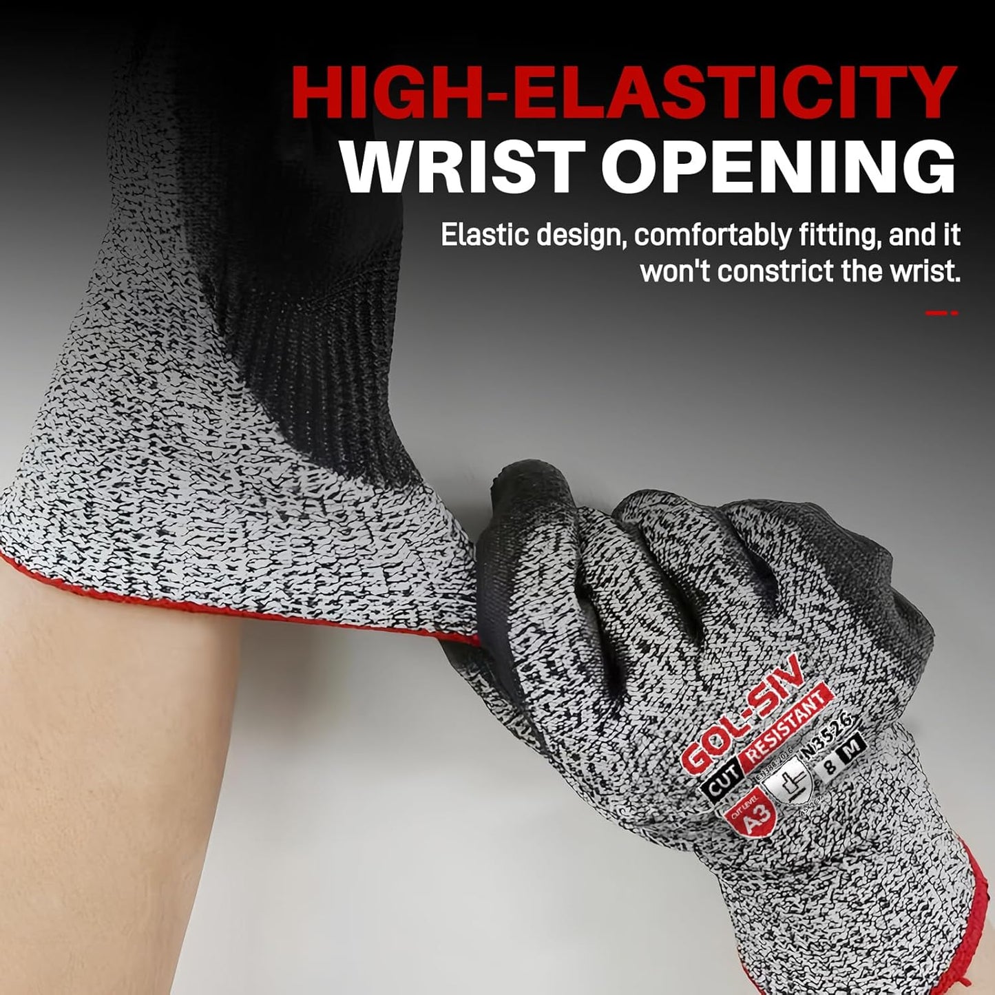 ANSI A9 Cut Resistant Gloves,Cut Resistant Work Gloves,Cut Proof Gloves Nitrile Coated For Metal Fabrication,Woodworking, Construction,Touch Screen,Large