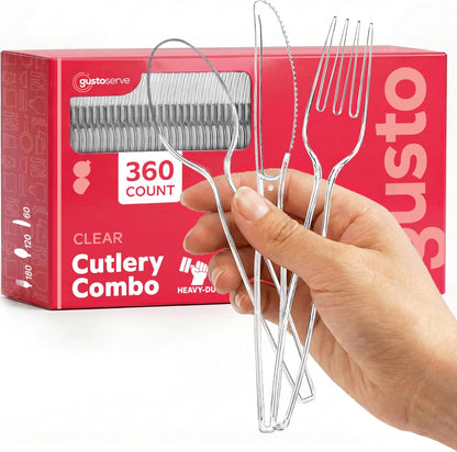 GUSTO [100 Pack] Heavy Duty Disposable Clear Plastic Knives - for Parties, Events, and Everyday Use (Formerly Comfy Package)