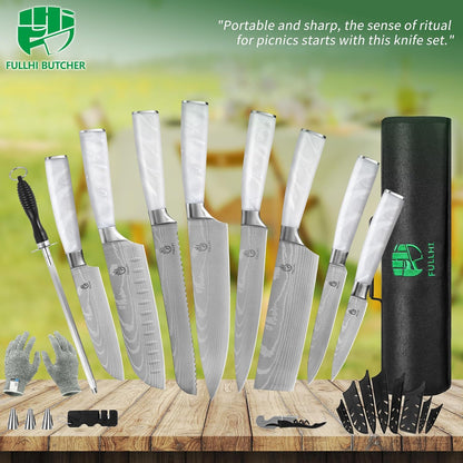 FULLHI Knife Set, 14pcs Japanese Knives Set, Premium German Stainless Steel chef Knife Set