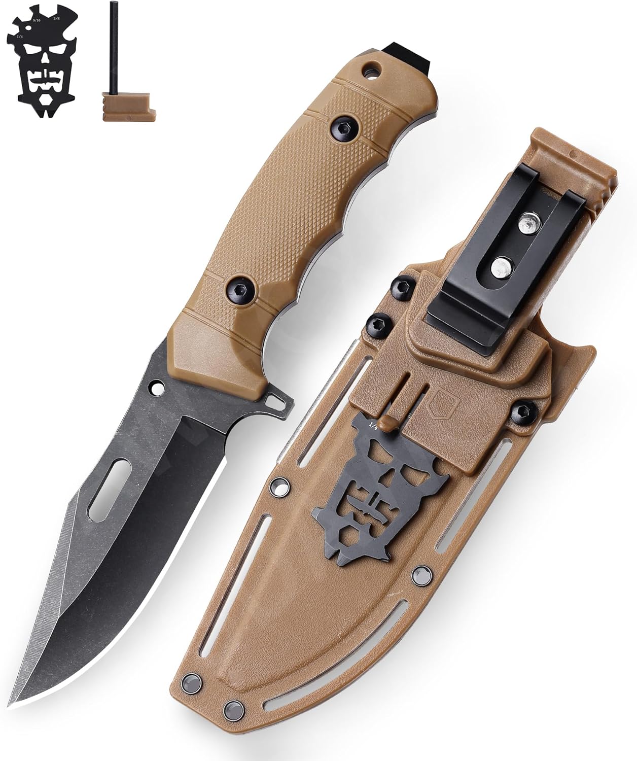 5-inch Fixed Blade Knife with Sheath，D2 stainless steel blade, G10 handle,Outdoor Camping knives