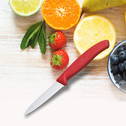 "Victorinox VIC-6.7631 Swiss Classic Paring 3¼"" Serrated Spear Point Blade 5/8"" width at handle Red", multicolor, m
