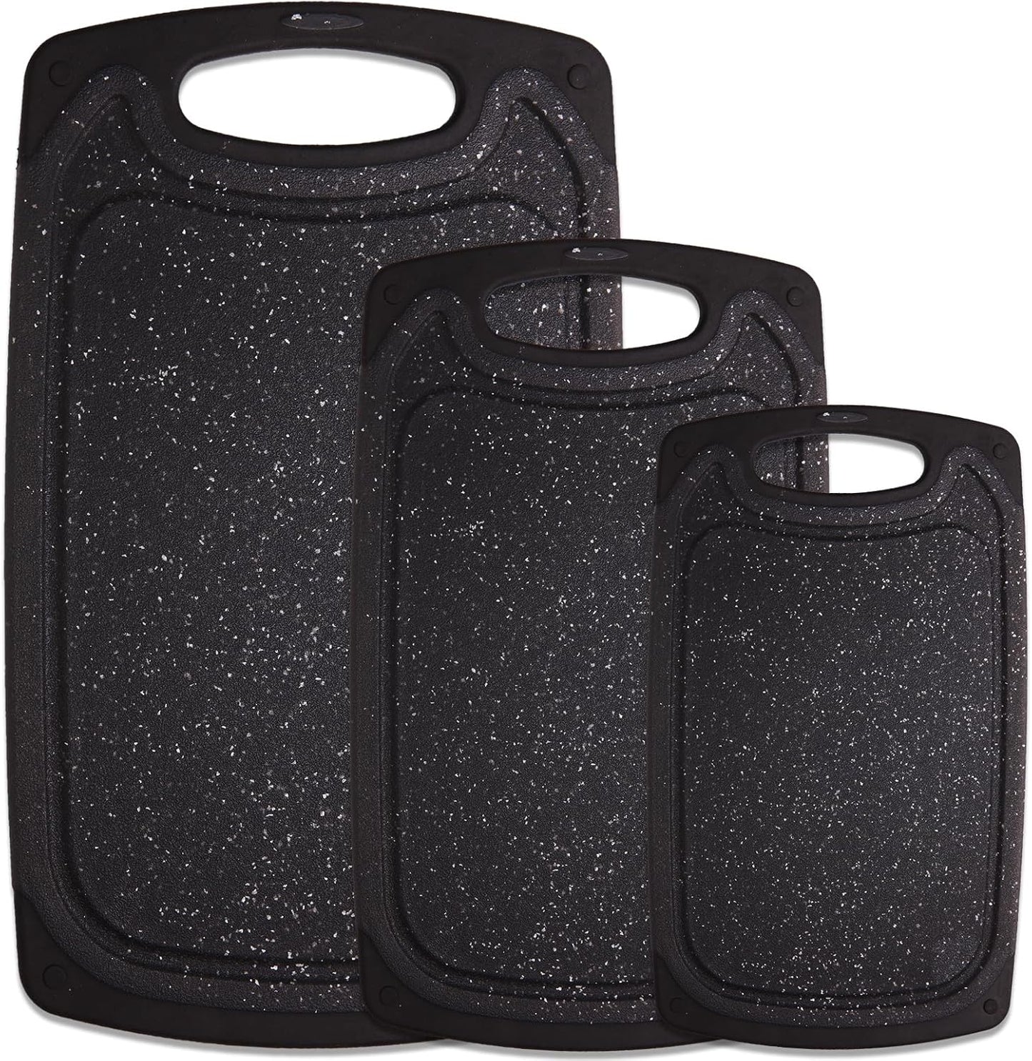 Cutting Board, Set of 3 Kitchen Plastic Chopping Boards Non-Slip Cutting Boards with Grip Handle Juice Grooves Grinding Groove Large Chopping Boards for Meat Vegetables Fruits.