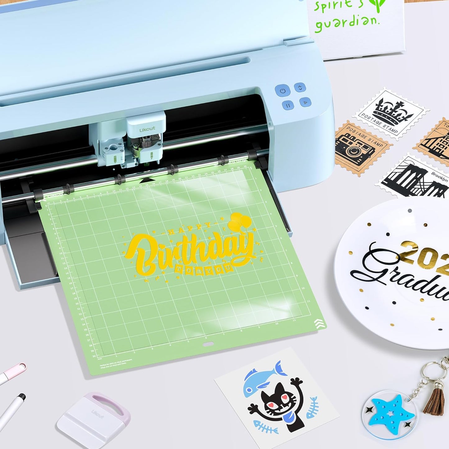 Likcut Cutting Mat for Glee S501 Cutter, 4.5" X 6.5" Standard Grip Mat for DIY Crafty, 3 Packs Likcut Accessories Mats, Adhesive Sticky Green Quilting Replacement Cut Mats for Iron On, Vinyl and More