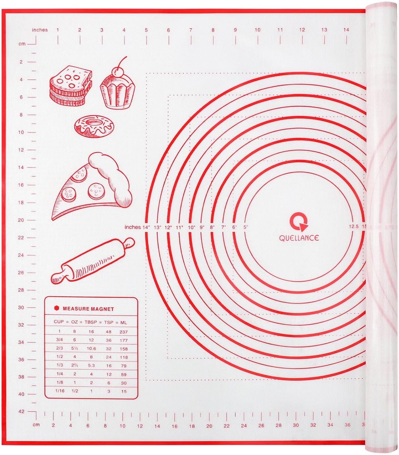 Silicone Pastry Baking Mat Dough - 16x24Inch Large Non Stick Slip Cookie Bread Rolling Mats Sheet, Kitchen Counter Kneading Cooking Board Pad Matt with Measurement for Pie Pizza Cookies Fondant Making