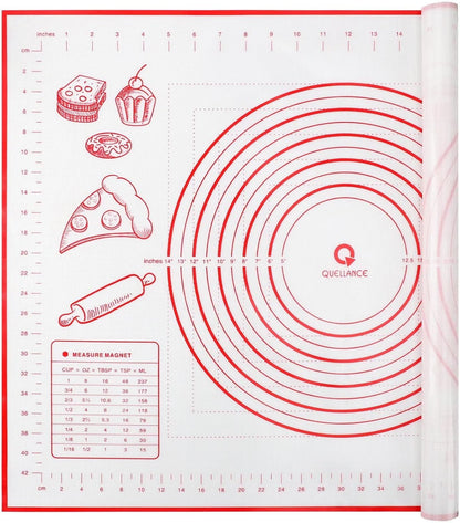 Silicone Pastry Baking Mat Dough - 16x24Inch Large Non Stick Slip Cookie Bread Rolling Mats Sheet, Kitchen Counter Kneading Cooking Board Pad Matt with Measurement for Pie Pizza Cookies Fondant Making