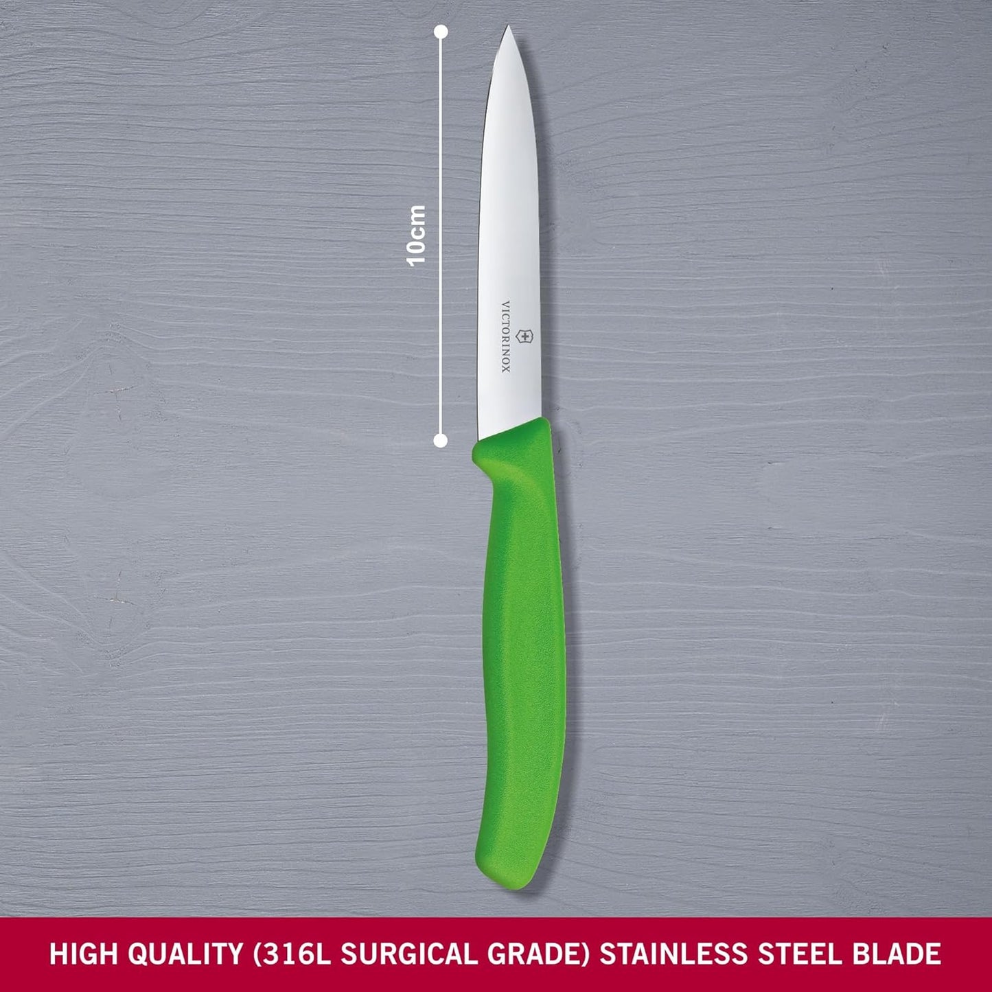 Victorinox 6.7706.L114 Swiss Classic Paring Knife for Cutting and Preparing Fruit and Vegetables Straight Blade in Green, 3.9 inches