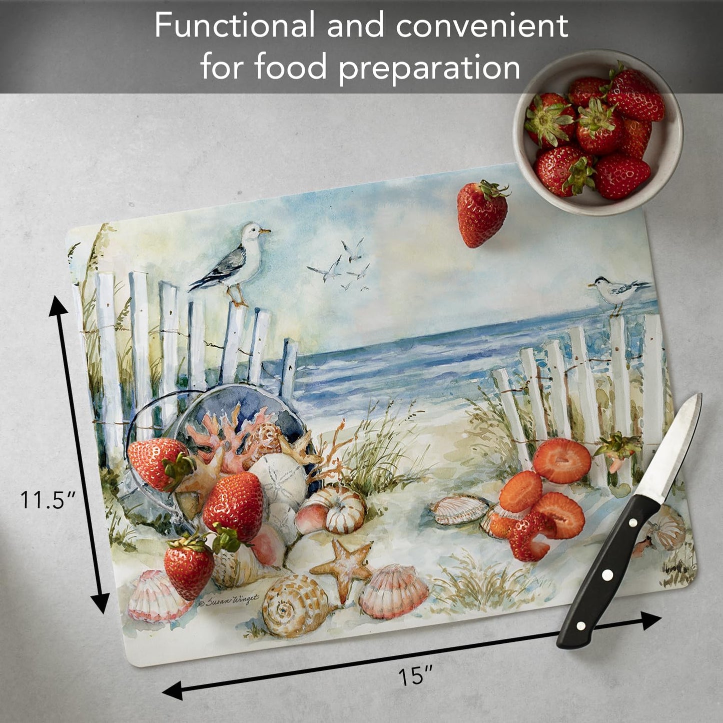 Cut N' Funnel Farmhouse Fall Designer Flexible Cutting Board Mat 15" x 11.5" Made in the USA Decorative Flexible Easy to Clean