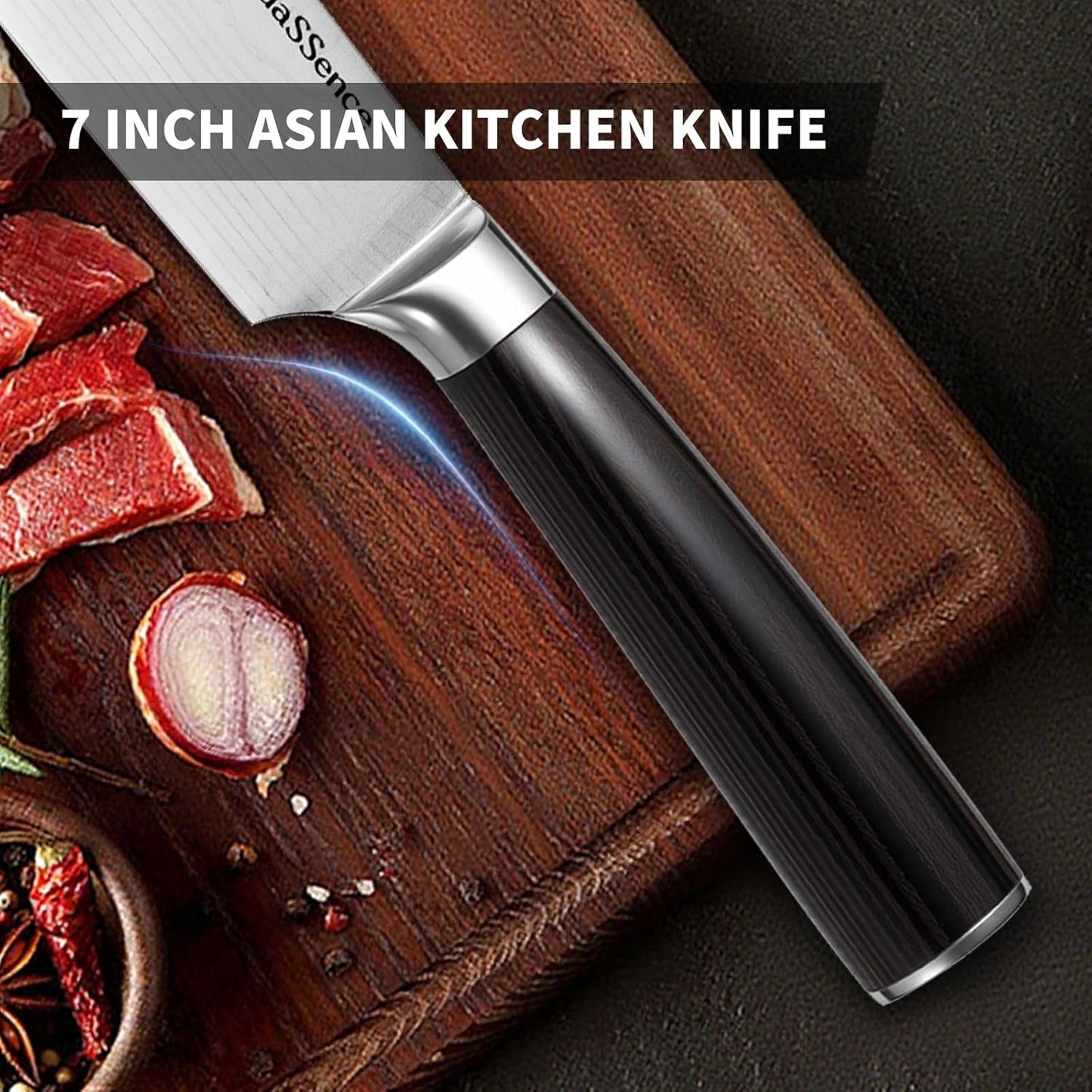 Premium 7" Nakiri Vegetable Knife - Razor Sharp High-carbon Stainless Steel, Ergonomic Wood Handle - Japanese Style Chopper for Precision Slicing, Gift Box Included