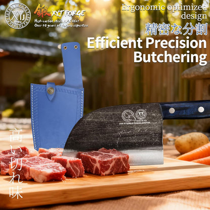 XYJ Authentic Since 1986,Outstanding Ancient Forging,6.7 Inch Full Tang,Serbian Chefs knife,Chef Meat Cleaver,Kitchen Knives,Set with Leather Sheath,Take Carrying,Butcher
