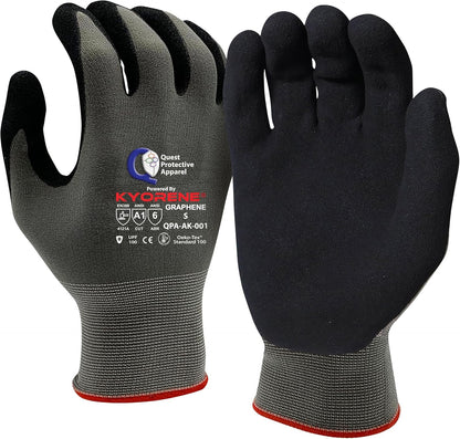 Quest Protective Apparel Cut Resistant Work Gloves (ANSI A1) – Lightweight Graphene Gloves for Gardening, DIY, Mechanical & General Handling – Breathable Grip Gloves for Men & Women – Large, Pack of 3