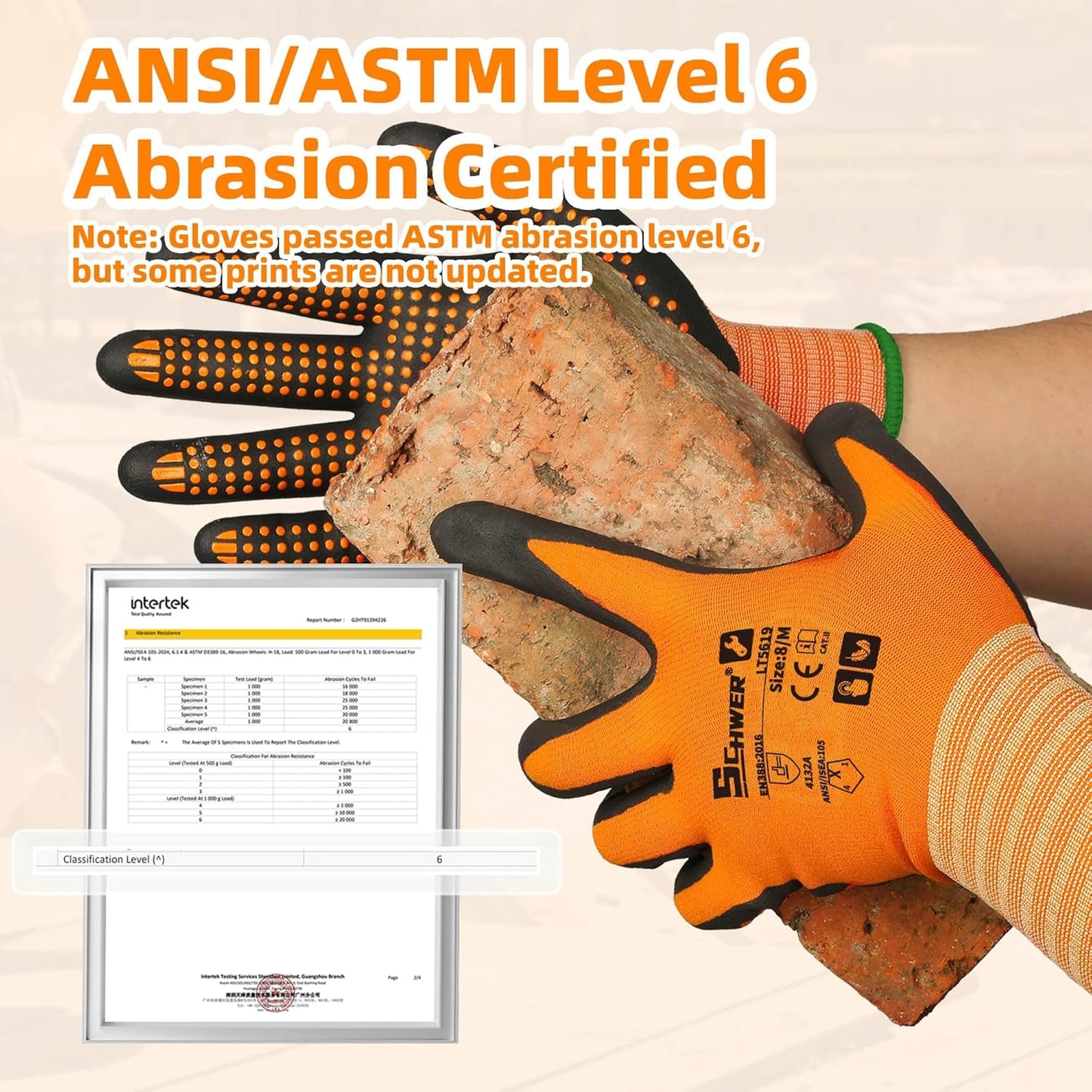 Schwer 3/6/12 Pairs Safety Work Gloves MicroFoam Nitrile Coated, Certified Level 6 Abrasion Resistant Gardening Gloves with MicroDot Grip, Touchscreen, General A1 Cut Resistant Glove, LT5619, S