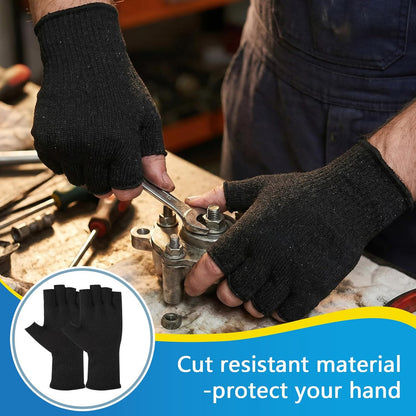 4 Pairs Fingerless Cut Resistant Gloves, High Safety Protection for Thin Skin, Kitchen, Gardening, Fishing & Outdoor Work