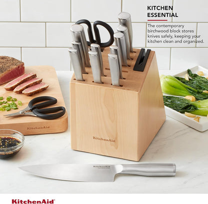 KitchenAid Gourmet Knife Block Set with Built-in Sharpener, 15-Piece, Stainless Steel