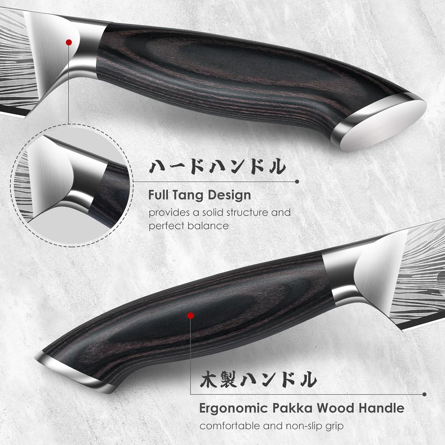 SHAN ZU Chef Knife in Powder Steel, Japanese Kitchen Knife 8 Inch, Ultra Sharp Chef's Knives, High Carbon Japanese Knives with Ergonomic Pakkawood Handle Professional Utility Knives for Meat Vegetable