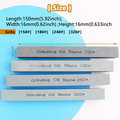 4Pcs Square Sharpening Stone Set -Grits 150#, 180#, 240#, 320# Green Silicon Carbide Honing Whetstone Kit for Moldels, Metal & Knife Cutting Tools (150 * 20 * 10mm)