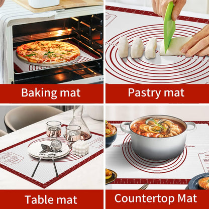 Silicone Baking Mat, Non Stick Pastry Mat Sheet for Dough Rolling, Nonslip Fondant/Pie Crust Mat, Counter Mat Oven Liner Mat for Making Cookies Macarons Bread Baking Supplies Extra Large 26 x 16 Inch