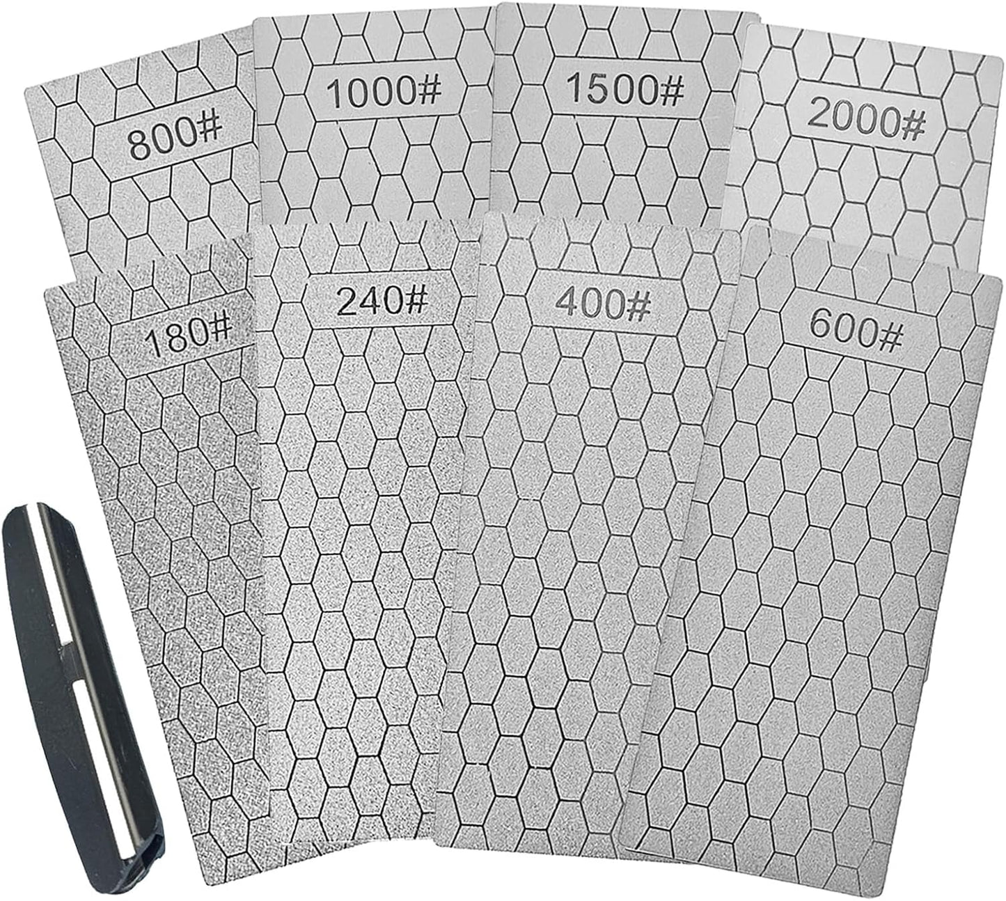 Diamond Sharpening Stone Set,8 Pcs Diamond Lapping Plate Coarse/Medium/Fine Grit Sharpener,240/400/600/800/1000/1500/2000/3000 Grit，Perfect Assistance Sharpener Angle Guide