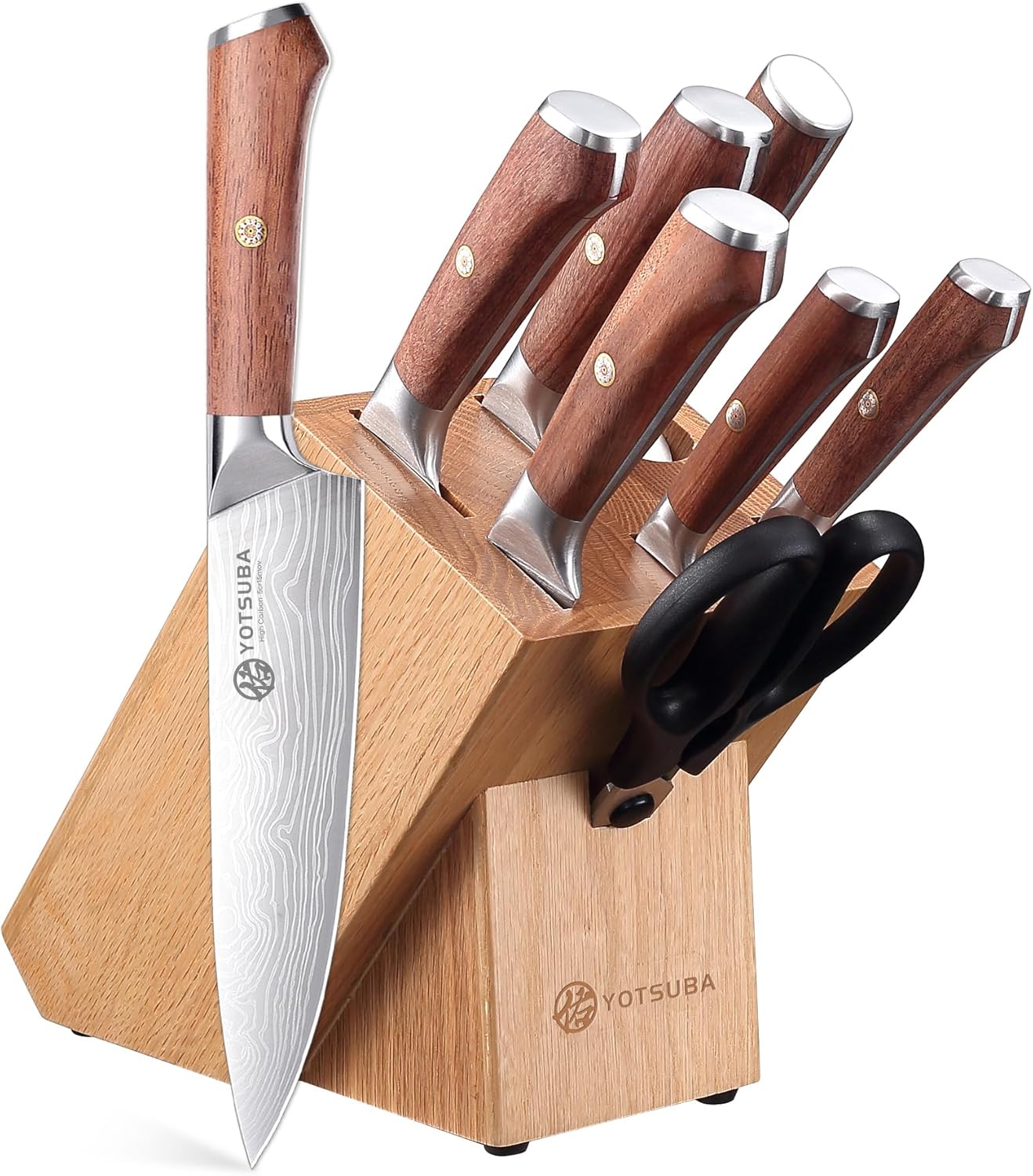 YOTSUBA Carving Knife and Fork Set, Meat Cutting Knife, Razor-Sharp German Stainless Steel Knives Fork Set with Ergonomic Wood Handle, Slicing Knives for Meats, BBQ & Vegetables
