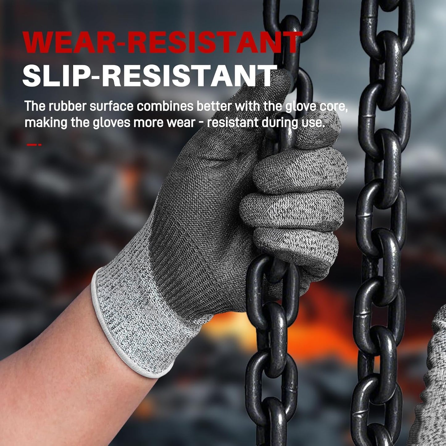 ANSI A9 Cut Resistant Gloves,Cut Resistant Work Gloves,Cut Proof Gloves Nitrile Coated For Metal Fabrication,Woodworking, Construction,Touch Screen,Large