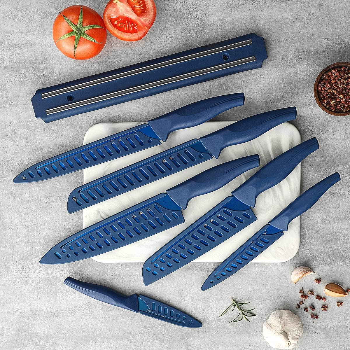 Wanbasion Purple Professional Kitchen Knife Chef Set, Stainless Steel, Dishwasher Safe with Covers