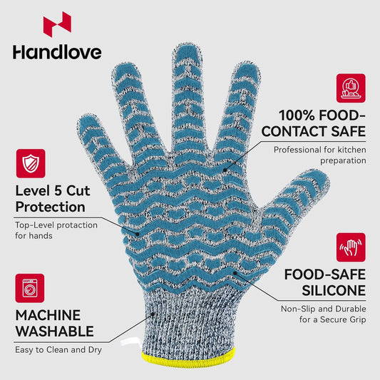 HandLove Cut Resistant Gloves, 100% Food Contact Safe, CE Level 5 Premium Protective Cutting Gloves
