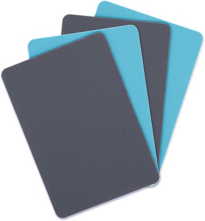 Dexas Heavy Duty Cutting Board Grippmat, Flexible Cutting Boards for Kitchen, Set of 4, Non Slip Plastic Board Cutting Mat Small Size 5.5 x 8, Blue, Green, Yellow, Red Set, Kitchen Gadgets