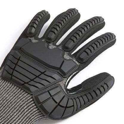 Amazon Basics Cut Level A2, Abrasion ANSI Level A4, Impact Protection Work Gloves, Touchscreen Compatible, 15G Sandy Nitrile Palm, Cut-Resistant, Pack of 100 Pairs, Black, Size XX-Small