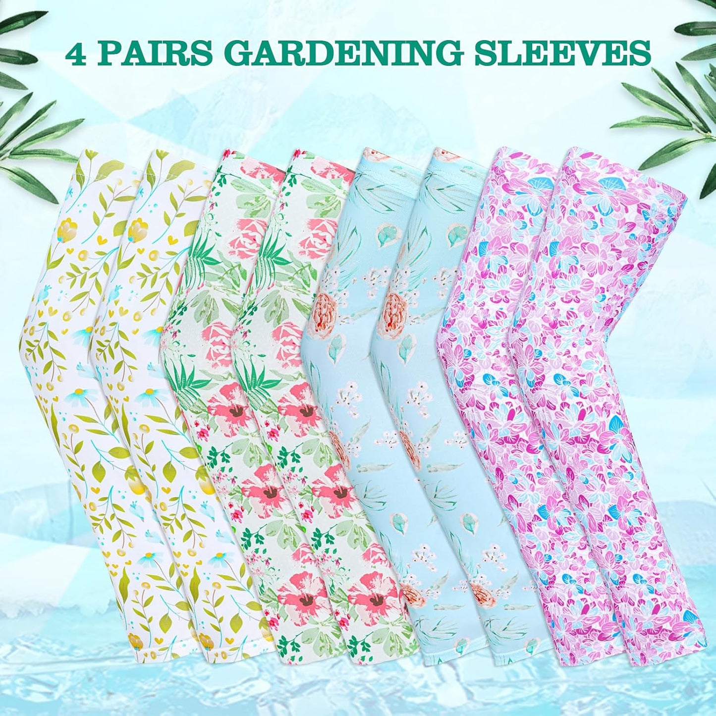 4 Pairs Gardening Sleeves Anti-Slip Arm Protection with Thumb Hole Sun Sleeve Cooling Arm Sleeves for Women Men Outdoor
