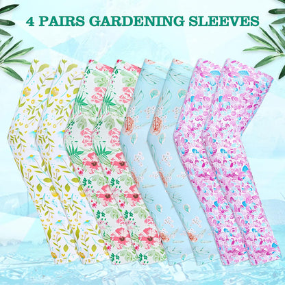 4 Pairs Gardening Sleeves Anti-Slip Arm Protection with Thumb Hole Sun Sleeve Cooling Arm Sleeves for Women Men Outdoor