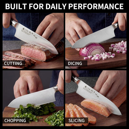 6.7 Inch Santoku Knife, Made in Japan, High Carbon Molybdenum Stainless Steel Japanese Chef Knife with Sakura Handle, Kitchen Knife for Slicing Meat, Vegetable & Fruit