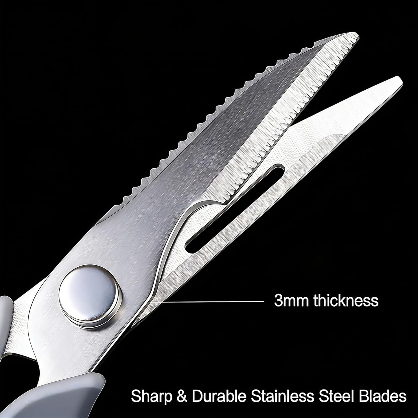 Kitchen Scissors for Food Heavy Duty, All Purpose Kitchen Shears that Come Apart Dishwasher Safe, Sharp Stainless Steel Cooking Scissors for Meat, Poultry, Fish (Grey)