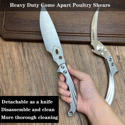 Heavy Duty Kitchen Shears, 2 Pack Detachable Poultry Scissors, Silver Black, Ambidextrous, Dishwasher Safe