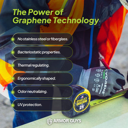Armor Guys 00-810 Kyorene Pro Graphene Black Nitrile Work Gloves (ANSI Cut Level A1) – Touchscreen Compatible, Ergonomic, Light Gloves for Gardening, Warehousing & Maintenance – Large (3 pairs)