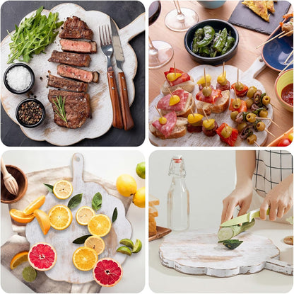 Patelai Wood Scalloped Cutting Board 18.5 Inch Decorative Wooden Charcuterie Board with Handle Engraving Christmas Wedding Engagement Housewarming Gift for Kitchen Display Snacks Cheese Appetizers