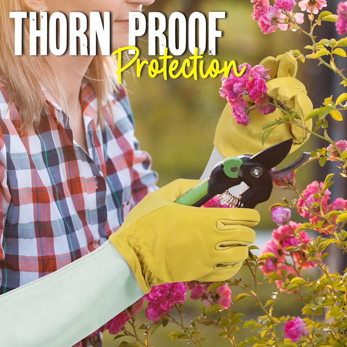 HANDLANDY Rose Pruning Gloves for Men & Women, Long Thorn Proof Gardening Gloves, Breathable Pigskin Leather Gauntlet, Best Garden Gifts & Tools for Gardener