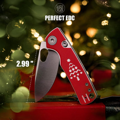 Vosteed EDC Knife, 2.99" 14C28N Steel Wider Blade, Green Micarta Handle Top Liner Lock, Folding Pocket Knives with Clip for Men & Women, Survival Camping - Porcupine A2603