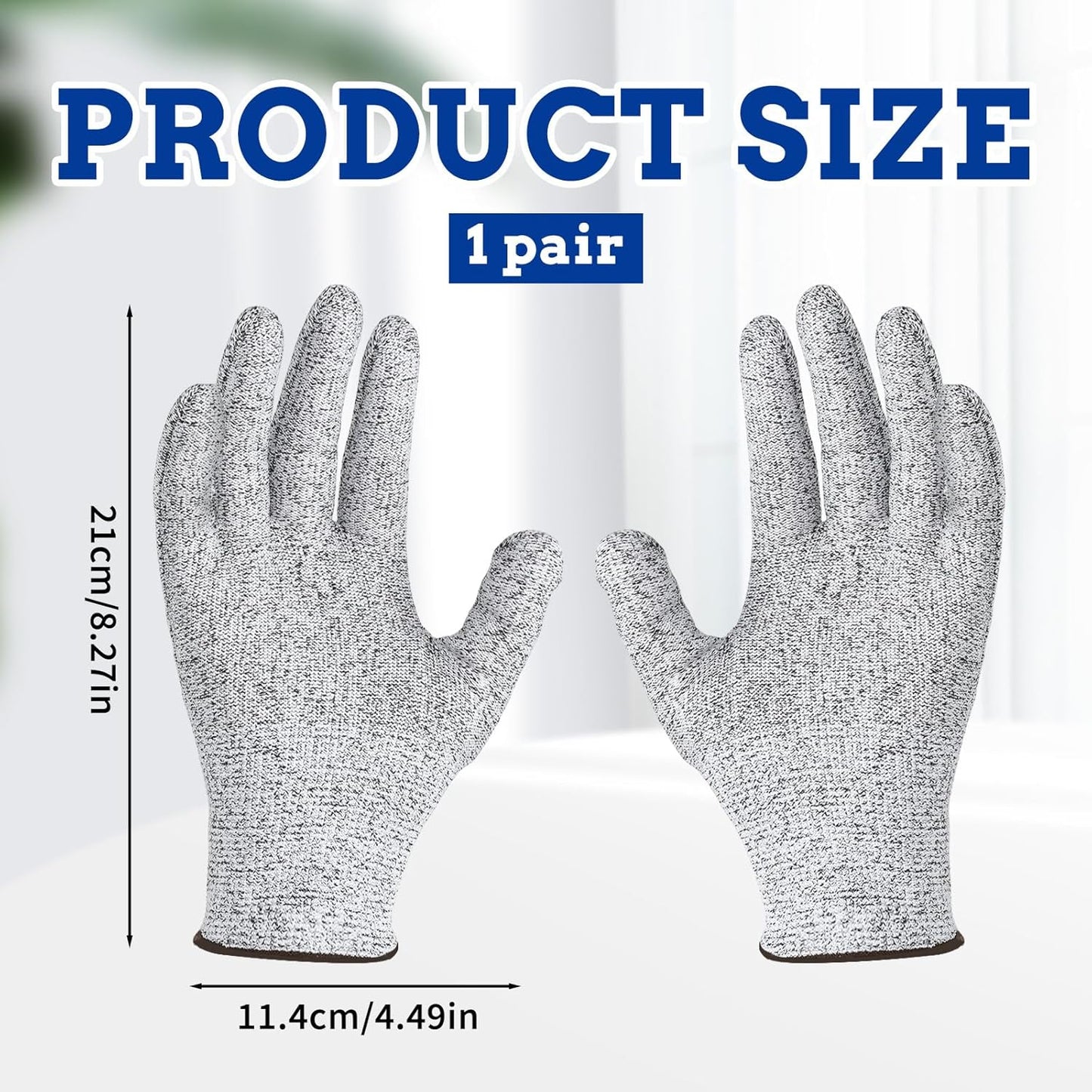 Cut Resistant Gloves Level 5 Safety Work Gloves Food Grade Puncture Resistant Meat Cutting Glove for Chef Butcher Firm Grip Gardening Woodworking Carving Fishing Outdoor Use Size L