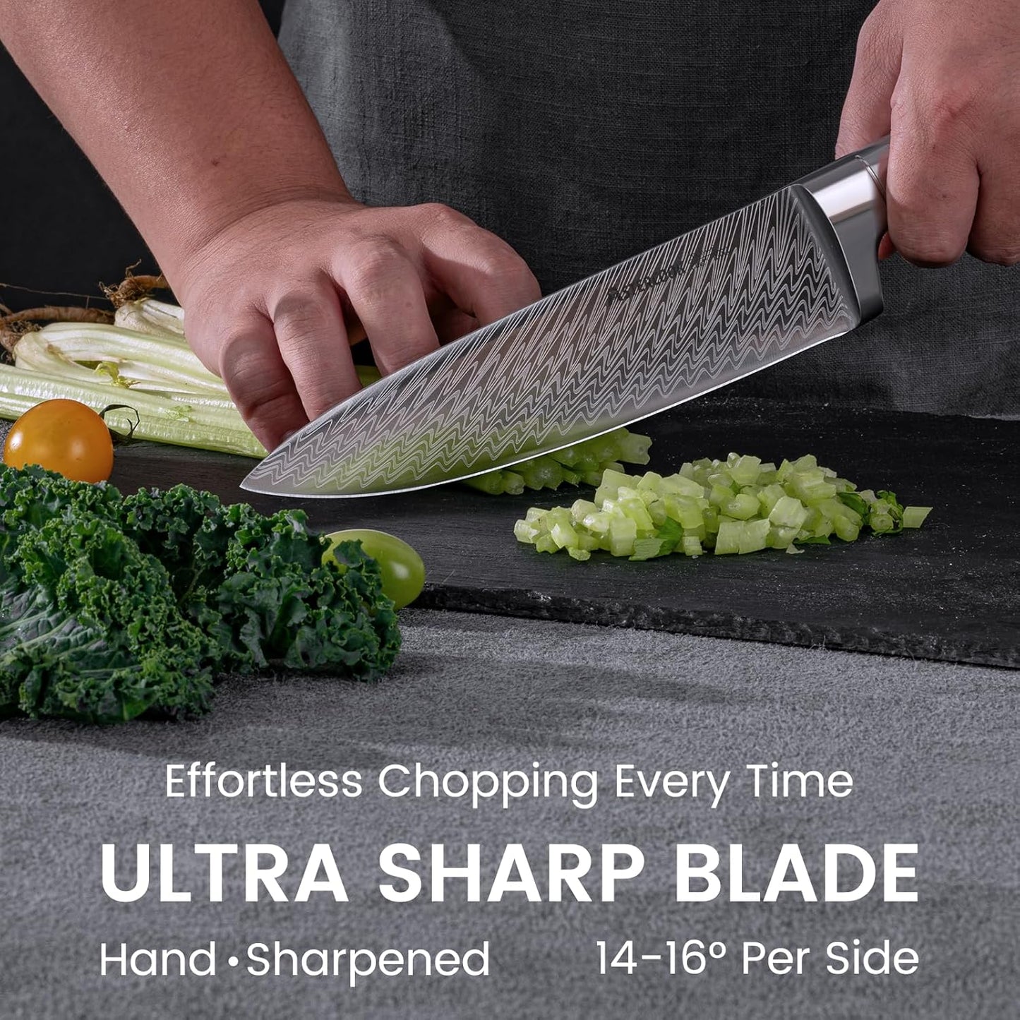 Knife Set, Astercook 21 Pieces Kitchen Knife Set with Built-in Sharpener, German Stainless Steel Knife Block Set, Razor-Sharp Knives with Full-tang Handle, Dishwasher Safe, Silver