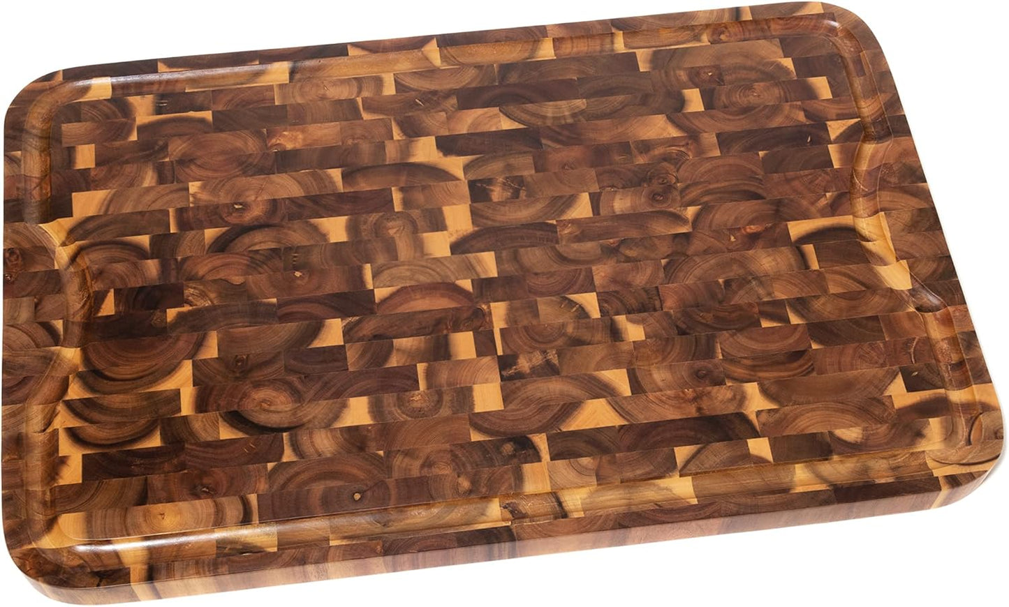 Lipper International 1260 Acacia Supreme End Grain Cutting and Carving Board with Juice Groove, 24" x 16" x 1"