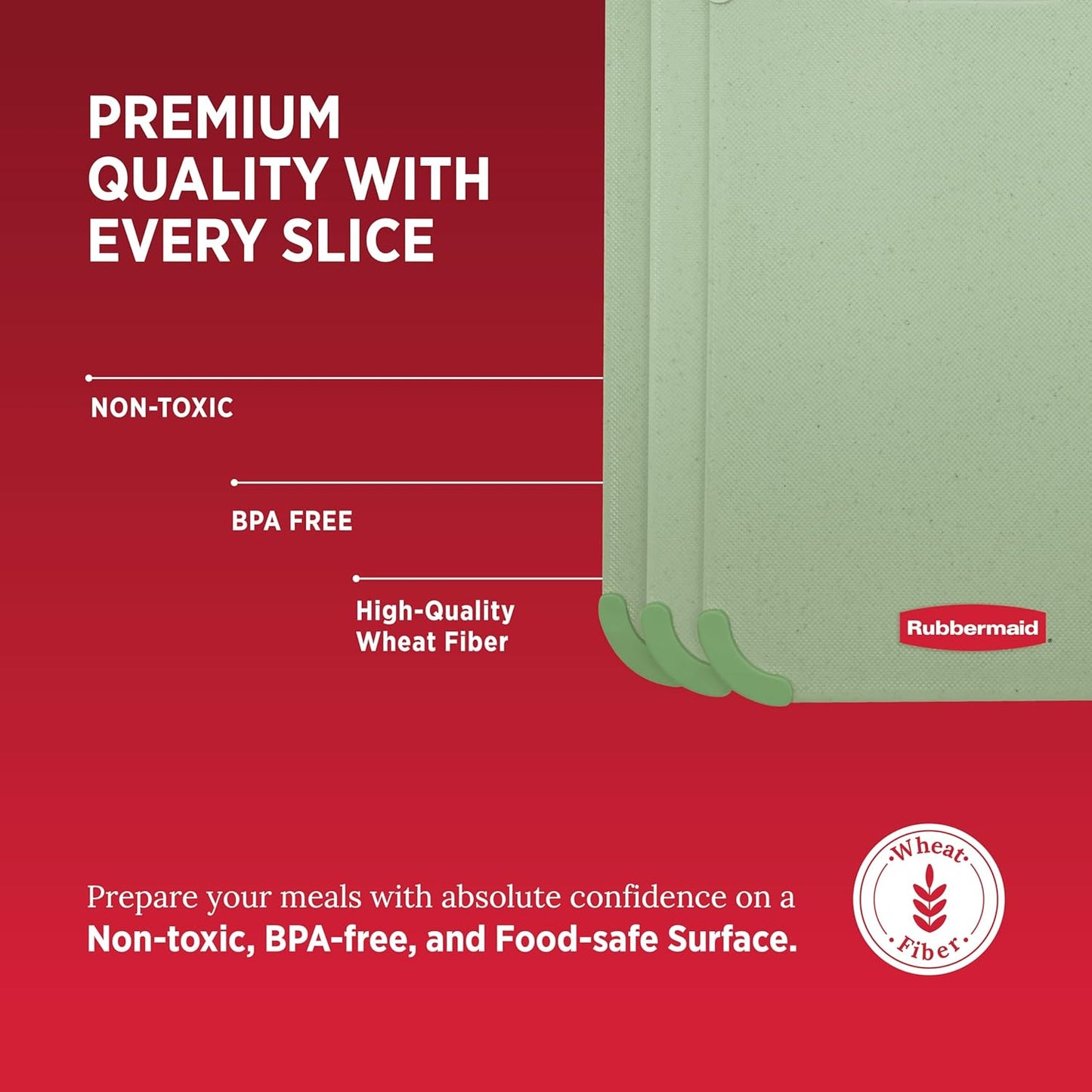 Rubbermaid 3pc Reversible Wheat Fiber Cutting Board Set | BPA Free Cutting Boards for Kitchen – Dishwasher Safe, Non-Slip Corners & Lightweight | Large Cutting Board for Meat, Veggies & Fruits