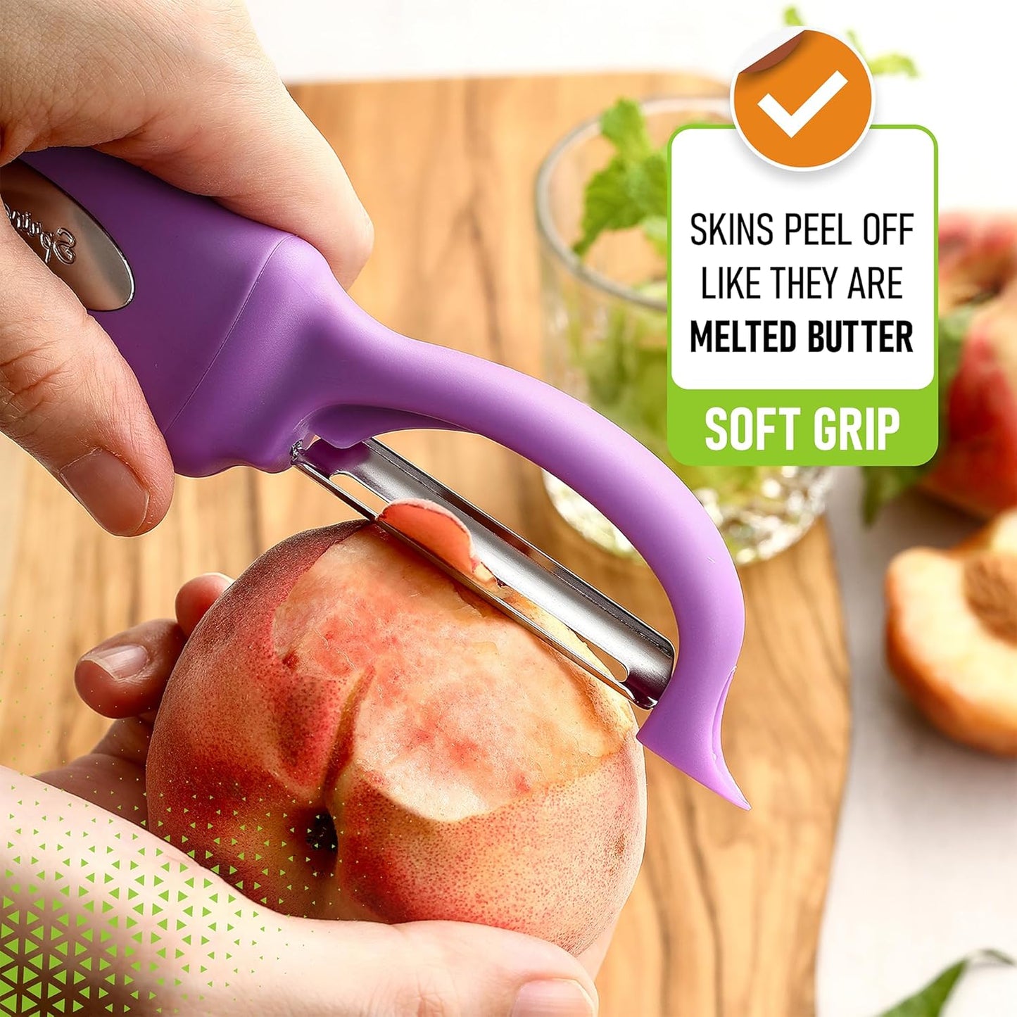 Spring Chef Premium Swivel Vegetable Peeler, Soft Grip Handle and Ultra Sharp Stainless Steel Blades - Perfect Kitchen Peeler For Veggie, Fruit, Potato, Carrot, Apple - Black