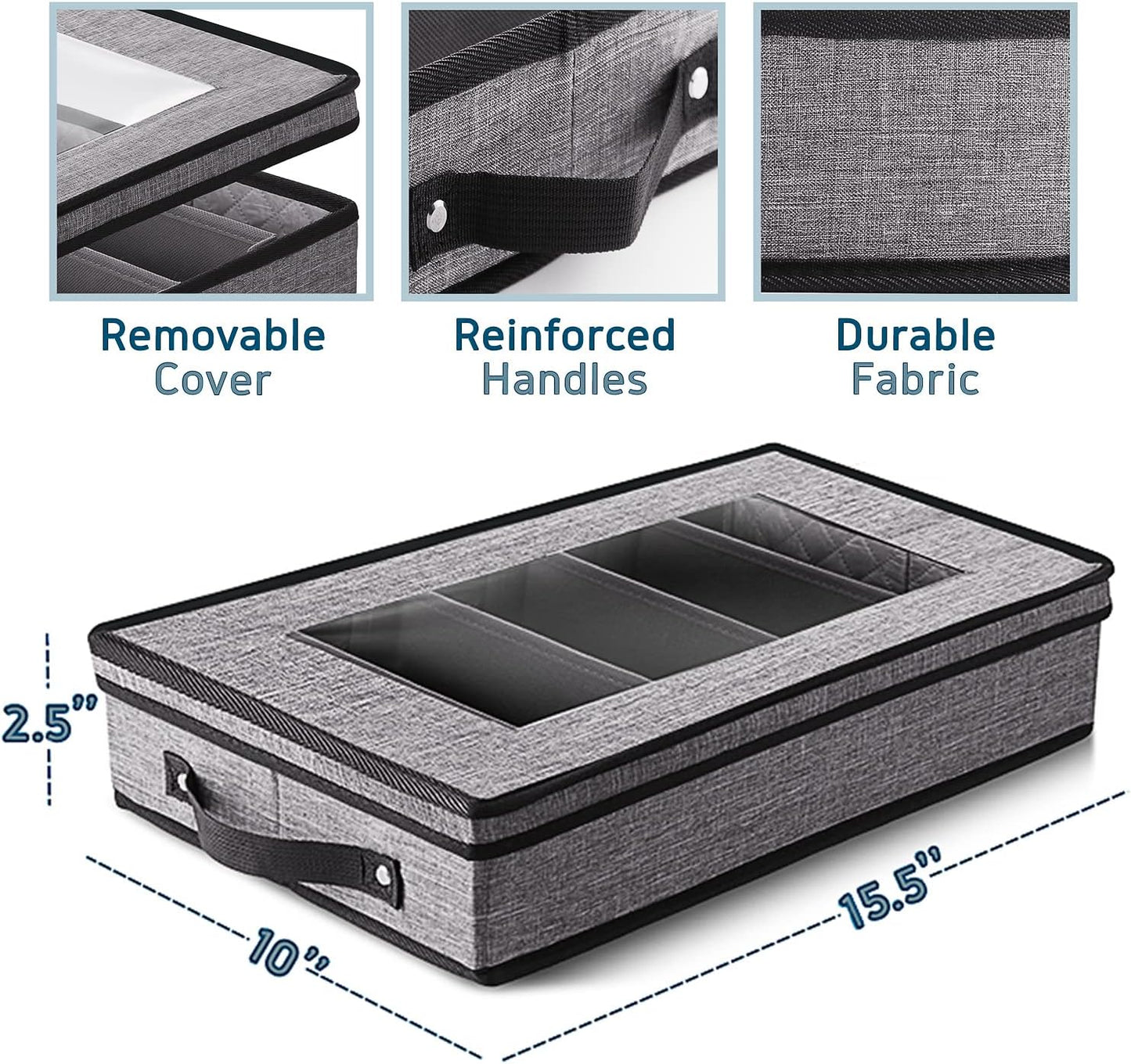 Platter Storage Case, Fine China Storage Containers Hard Shell, Quilted and Stackable 16”x 12.5”x 3.5” Platter Storage Container with Zipper, Handles and Felt Dividers for Moving and Seasonal Storage