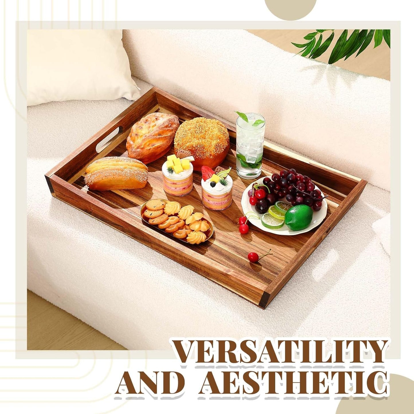 Teenyyou 32 x 18 Large Acacia Wood Cutting Boards for Kitchen Wooden Cutting Board with Juice Groove Extra Large Serving Platter Carving Tray for Meat Cheese(Black)