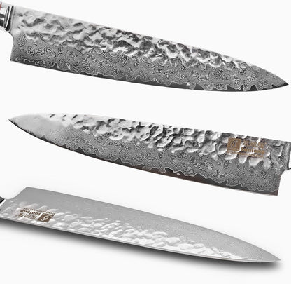SUNLONG Usuba & Nakiri Knife 6.5 inch Fruit and Vegetable Knife Japanese Hammered Damascus Steel Super sharp - Natural Deer Horn Handle