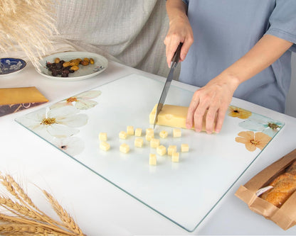Kitchenville Glass Cutting Board 20”x16”: Tempered Glass Kitchen Counter Protector - Durable- Scratch-Resistant, Heat-Proof - Clear Design