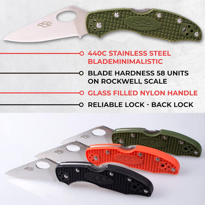 Firebird GANZO F759MS-BL Folding Pocket Knife 440C Stainless Steel Serrated Blade Anti-Slip Handle with Clip Fishing Camping EDC Utility Pocket Knife (Blue)