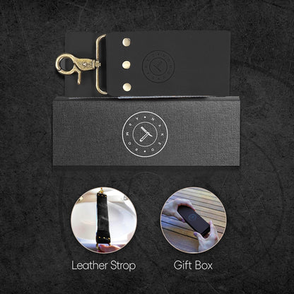 Naked Armor Straight Razor Leather Strop - 2.5" x 15" Cow Leather Razor Blade Sharpener with Brass Hooks, Brown