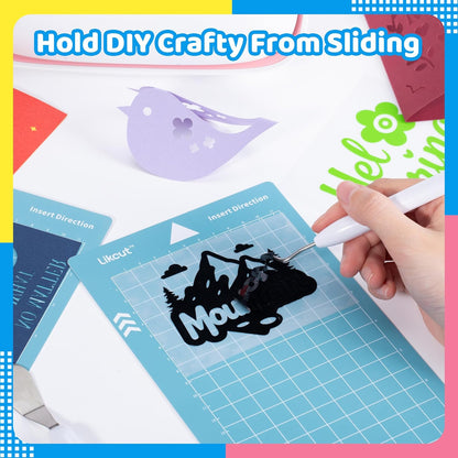 Likcut Cutting Mat for Glee S501 Cutter, 4.5" X 6.5" Standard Grip Mat for DIY Crafty, 3 Packs Likcut Accessories Mats, Adhesive Sticky Green Quilting Replacement Cut Mats for Iron On, Vinyl and More